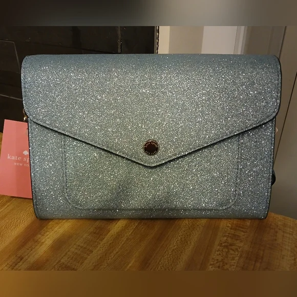 KATE SPADE NEW YORK NWT FROSTY SKY FLAP ENVELOPE CROSSBODY - Picture 8 of 13